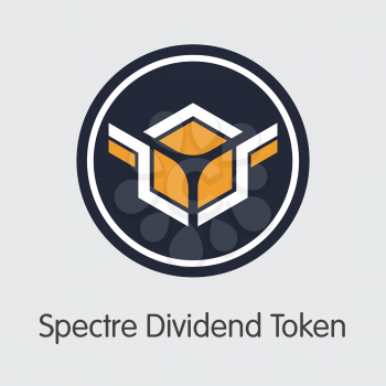 SXDT - Spectre Dividend Token. The Icon or Emblem of Virtual Momey, Market Emblem, ICOs Coins and Tokens Icon.