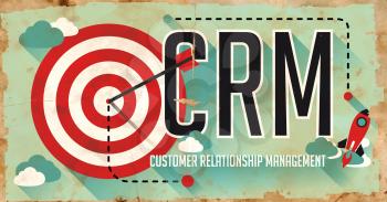 CRM Concept. Poster on Old Paper in Flat Design with Long Shadows.