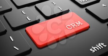 CRM on Red Button Enteron Black Computer Keyboard.