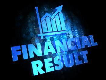 Financial Result Concept - Blue Color Text on Dark Digital Background.