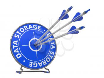 Data Storage Concept. Three Arrows Hit in Blue Target.