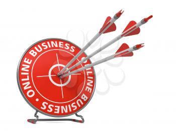 Online Business Concept. Three Arrows Hit in Red Target.