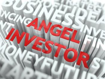 Angel Investor - Red Word on White Wordcloud Concept.
