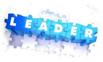 Royalty Free Clipart Image of Leader Text on Puzzle Pieces