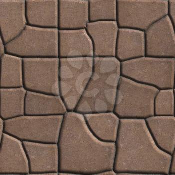 Brown Figured Paving Slabs of Different Value which Imitates Natural Stone. Seamless Tileable Texture.