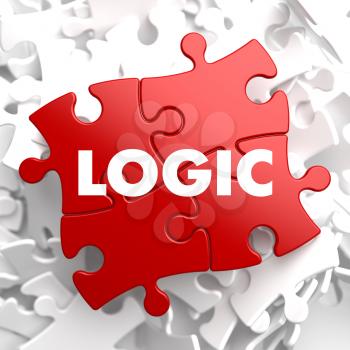 Logic on Red Puzzle on White Background.