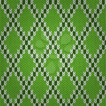 Seamless knitted pattern. Style woolen jacquard ornament texture. Fabric color tracery background