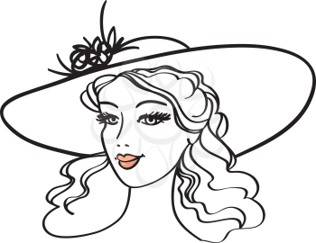 beautiful young woman in hat vector illustration