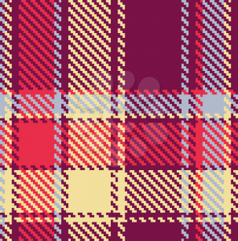Seamless checkered vector red, blue, yellow, violet pattern 