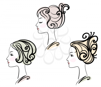 portrait of three female with stylised hairstyles
