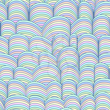Colorful Seamless Abstract Hand-drawn Pattern, Waves Background (Children or Baby Color Wallpaper, Web Page)