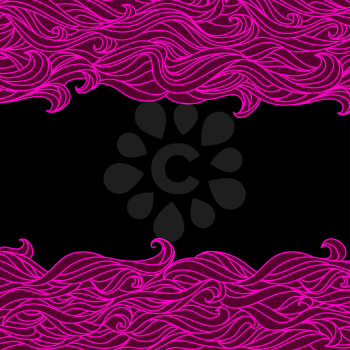 Abstract Black Pink Banner Wave Border Background. Vector Illustration Emo Style