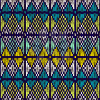 Style Seamless Knitted Pattern.Blue White Yellow Color Illustration from my large Collection of Samples of knitted Fabrics