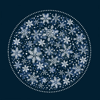 Christmas Background with White Snowflakes Ball