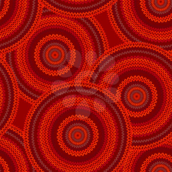 Red Seamless Ethnic Geometric Knitted Pattern. Style Circle Background