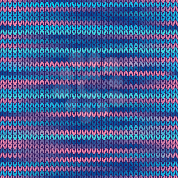 Style Seamless Knitted Melange Pattern. Blue Pink Color Vector Illustration
