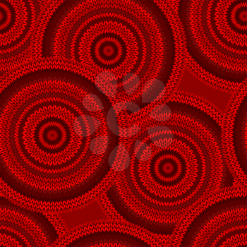 Red Seamless Ethnic Geometric Knitted Pattern. Style Circle Background. Print Christmas Paper Wrapping Texture Sample