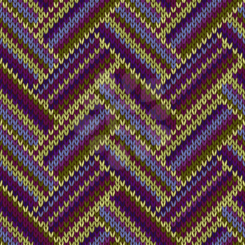 Seamless Knitted Pattern. Blue Violet Green Color Swatch