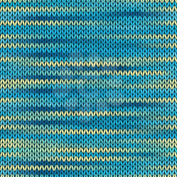 Style Seamless Knitted Melange Pattern. Blue Yellow Color Vector Illustration