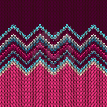 Seamless Ethnic Geometric Knitted Pattern. Crimson Vinous Blue White Christmas Horizontal Seamless Background