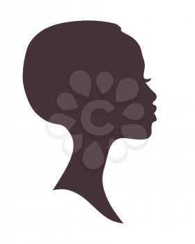 African woman face silhouette. Young attractive modern girl profile sign logo