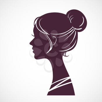 Women silhouette head with beautiful stylized hairstyle