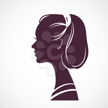 Women silhouette head with beautiful stylized haircut