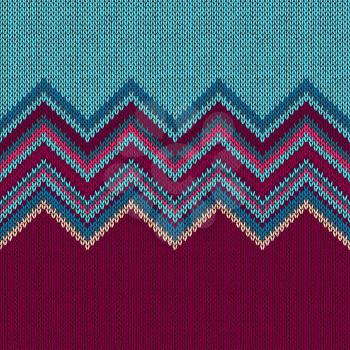 Seamless knitted pattern. Style blue vinous ethnic geometric background