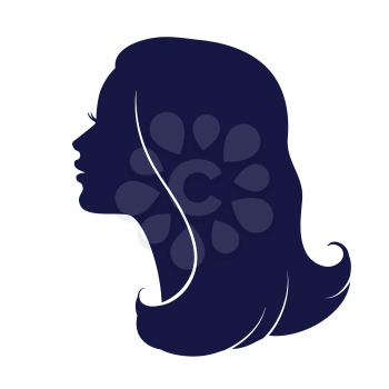 Woman face profile. Female head silhouette. Haircut hair of medium length