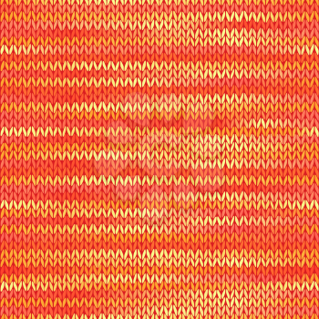 Seamless Knitted Melange Pattern. Red Yellow Orange Color Vector Illustration