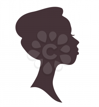 Silhouette of young woman head. Lovely girl. Pretty face