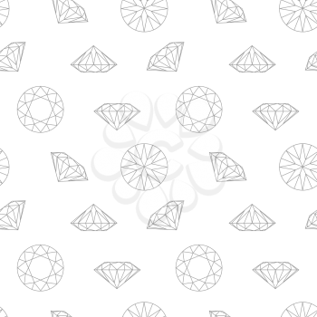 Diamond concept seamless pattern. Fashion style wrapping paper. Black and white light background
