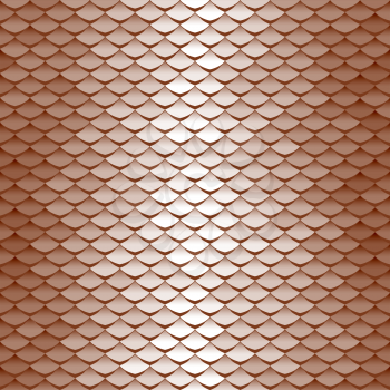 Seamless scale pattern. Abstract roof tiles background. Brown squama texture.