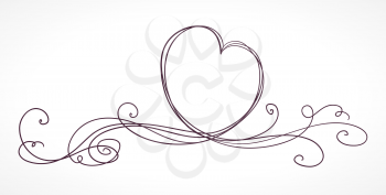 Heart shape ribbon. Valentines day, wedding, birthday card. Isolated on white background