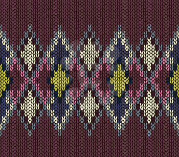 Seamless Pattern. Knit Woolen Trendy Ornament Texture. Fabric Color Tracery Background