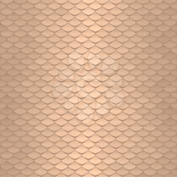 Seamless scale pattern. Abstract roof tiles background. Gold squama texture.