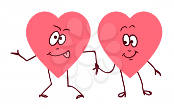 Pair of hearts holding hands. Concept of friendship love support and help. Love or helth symbol. Don't be afraid i am with you.