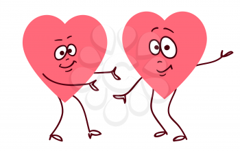 Pair of dancing hearts. Concept of friendship love support and help. Love or helth symbol. Don't be afraid i am with you.