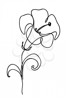 Lily flower. Continuous line art drawing. Vector logo illustration