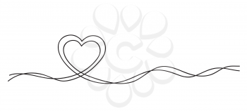 Hearts. Continuous line art drawing. Mother and child love concept. Black and white vector illustration