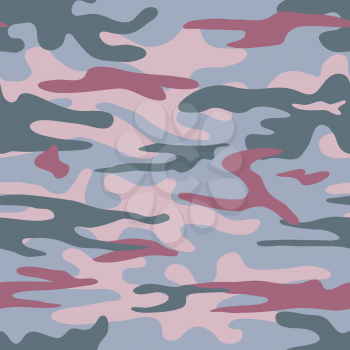 Seamless classic camouflage pattern. Camo fishing hunting vector background. Masking green, pink, red color military texture wallpaper. Army design for fabric paper vinyl print