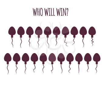 Spermatozoons. Set of different funny characters. Competition concept who will be the winner. Vector illustration