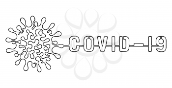 COVID-19 coronavirus protection concept banner. Continuous single line drawing. Symbol of dangerous virus vector illustration.