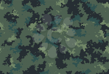 Seamless classic camouflage pattern. Camo fishing hunting vector background. Masking green brown black color military texture wallpaper. Army design for fabric paper vinyl print