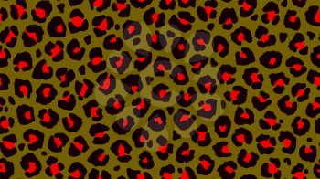 Seamless leopard fur pattern. Fashionable wild leopard print background. Modern panther animal fabric textile print design. Stylish vector black green and red color illustration