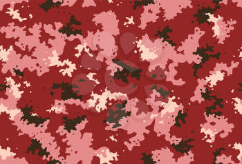 Seamless classic camouflage pattern. Camo fishing hunting vector background. Masking red brown pink color military texture wallpaper. Army design for fabric paper vinyl print