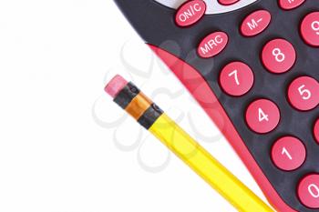 Royalty Free Photo of a Pencil and Calculator