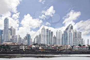 HDR shot portraying the old and new city of Panama in the background