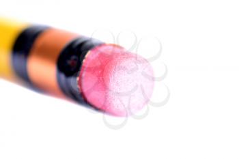 Macro shot of an eraser from a pencil on white with shallow DOF