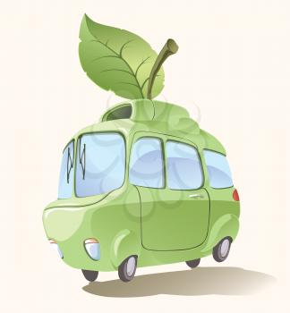 Ecologically clean and environmentally friendly retro-styled imaginary small car..
Editable vector EPS v9.0